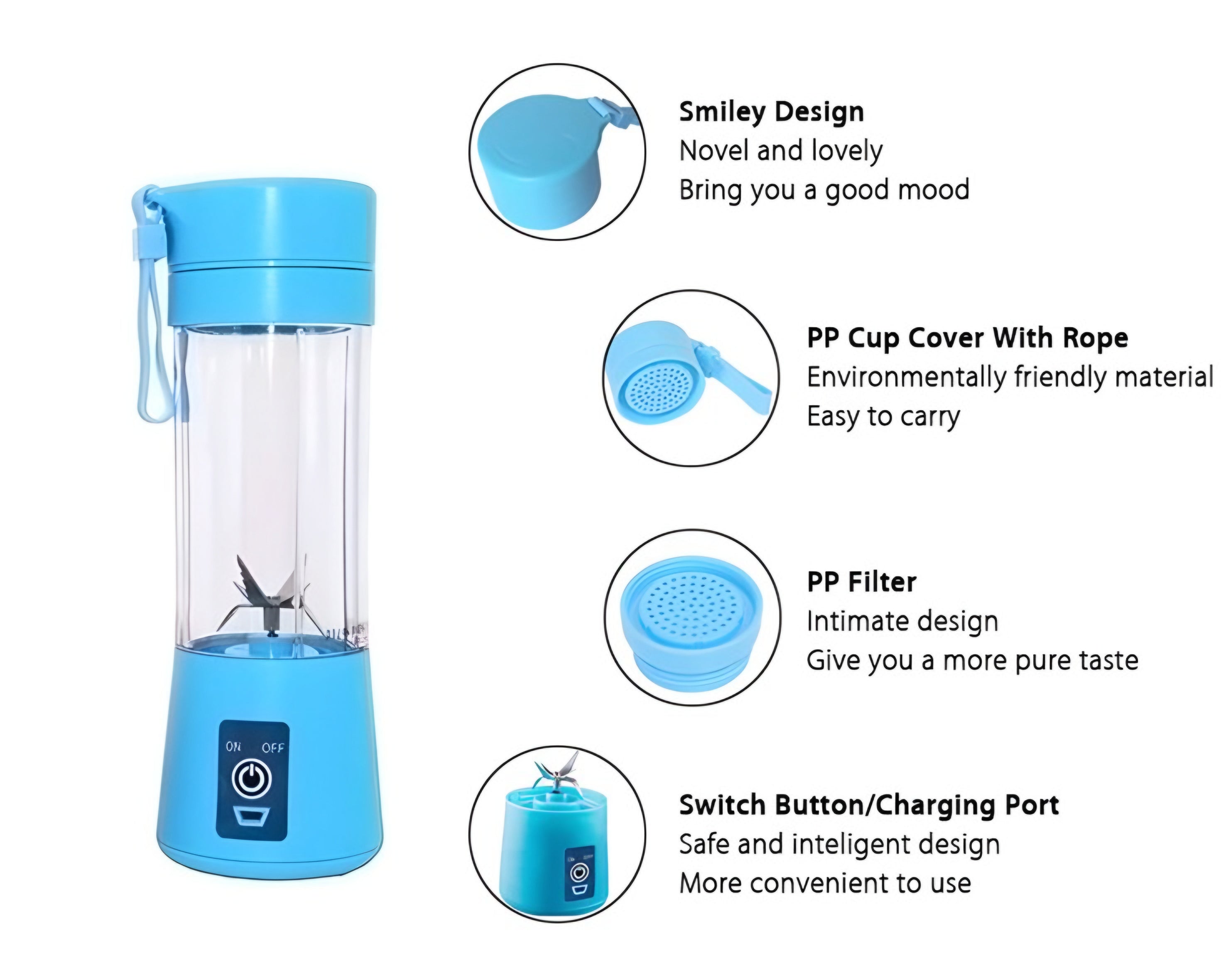Portable USB Rechargeable Mini Blender – Fresh & Healthy Anytime, Anywhere!